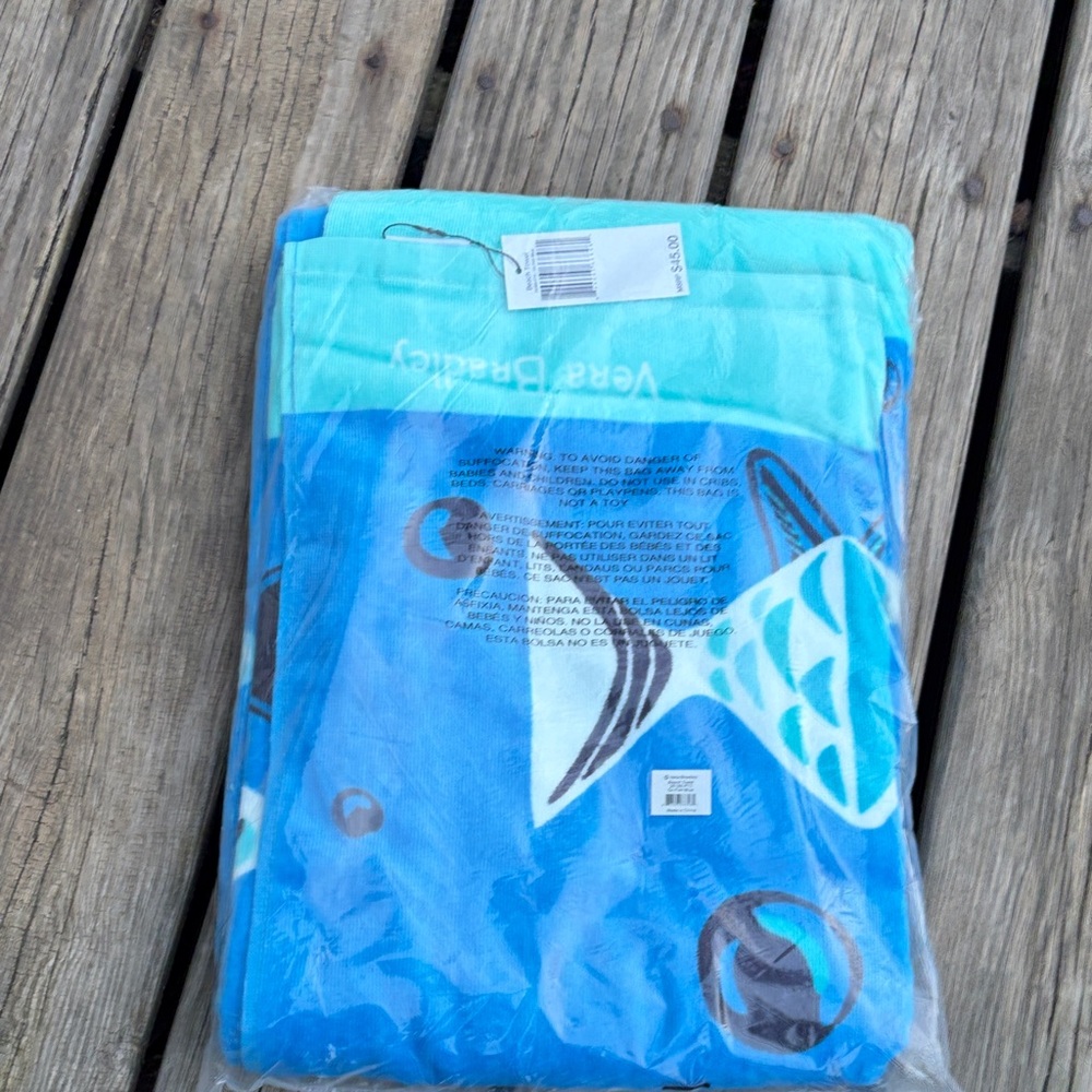 Vera. Bradley Beach towel.  Go fish print in blue new in package.